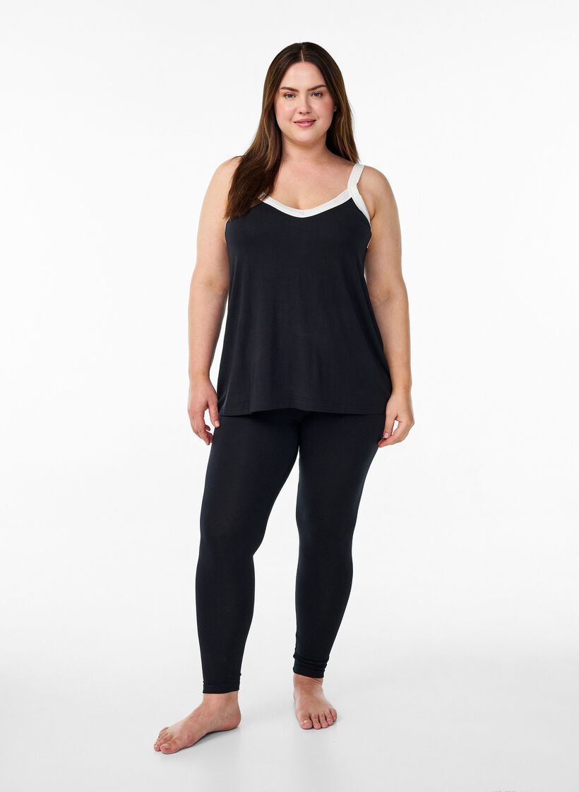 Nachthemd mit Trägern und V-Ausschnitt, Schwarz, Model image number 1