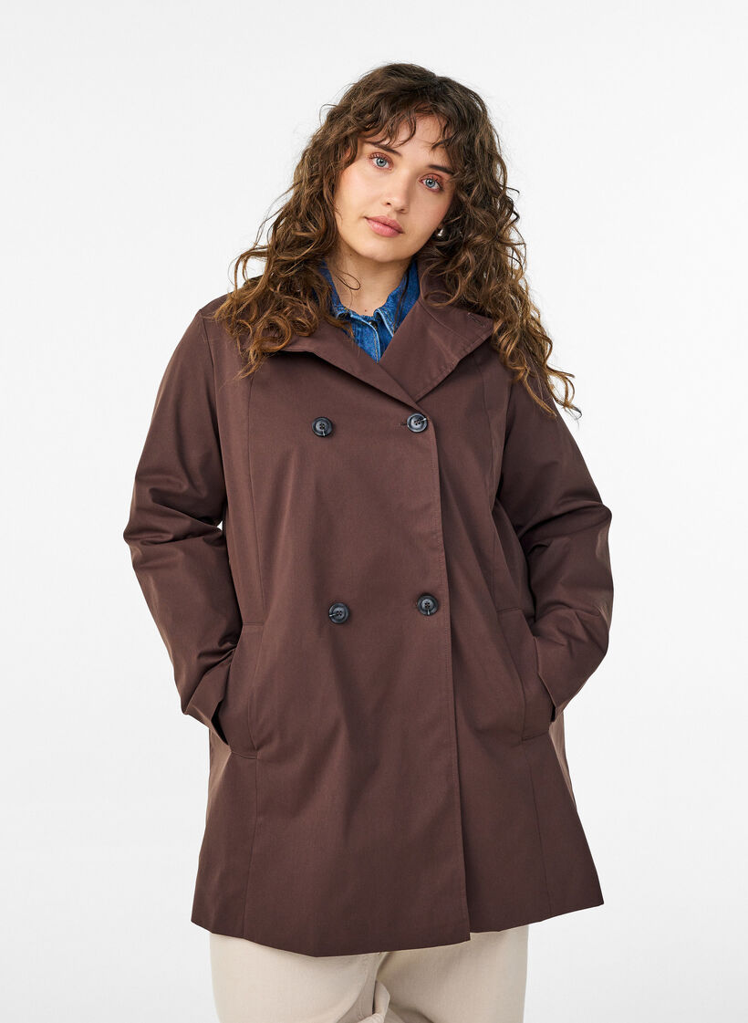 Fr&uuml;hlingsjacke aus wasserabweisendem Material mit A-Linie, Braun, Model image number 0