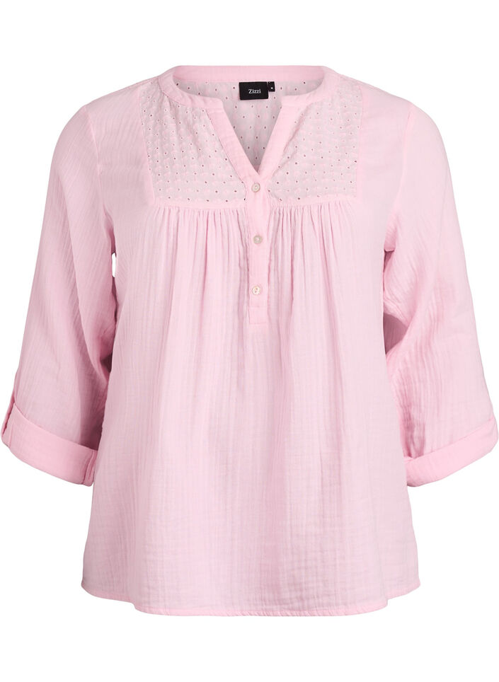 Bluse aus Baumwollmusselin mit Lochstickerei, Rot, Packshot image number 0