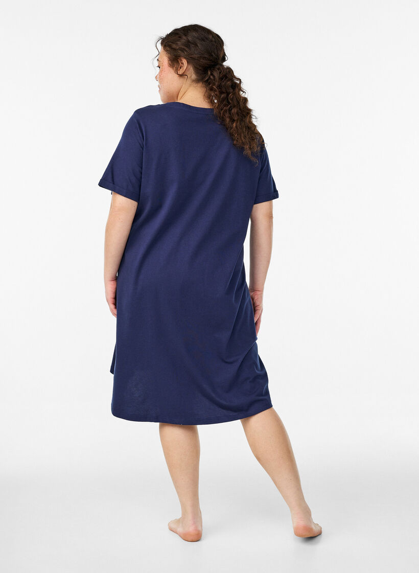 Kurz&auml;rmeliges Nachthemd aus Bio-Baumwolle, Blau, Model image number 1