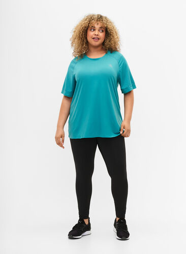 Kurzärmeliges Trainings-T-Shirt mit Rundhalsausschnitt, Green-Blue Slate, Model image number 2
