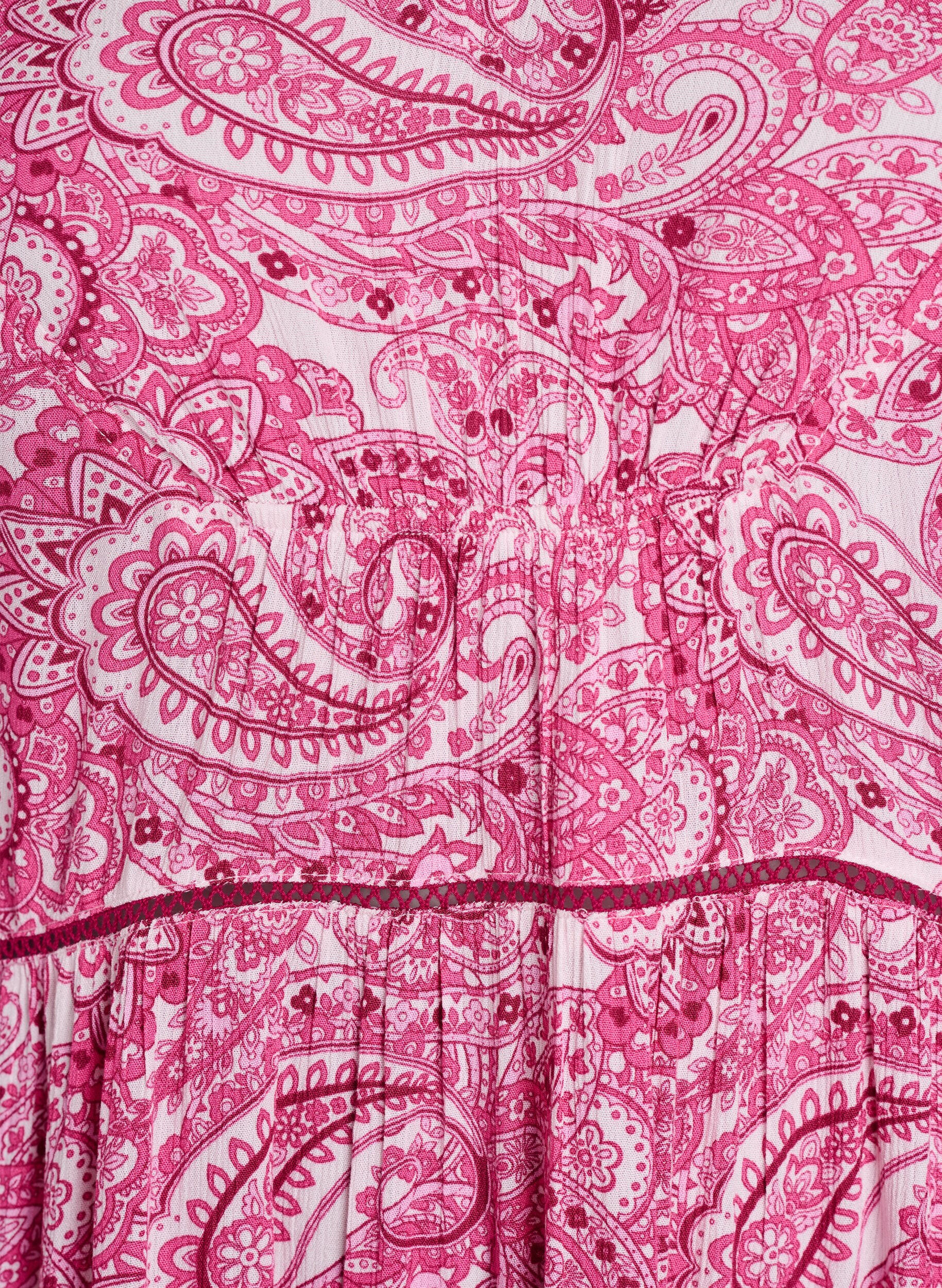 Zizzi Gemustertes Midikleid aus Viskose, Pink, Packshot image number 2