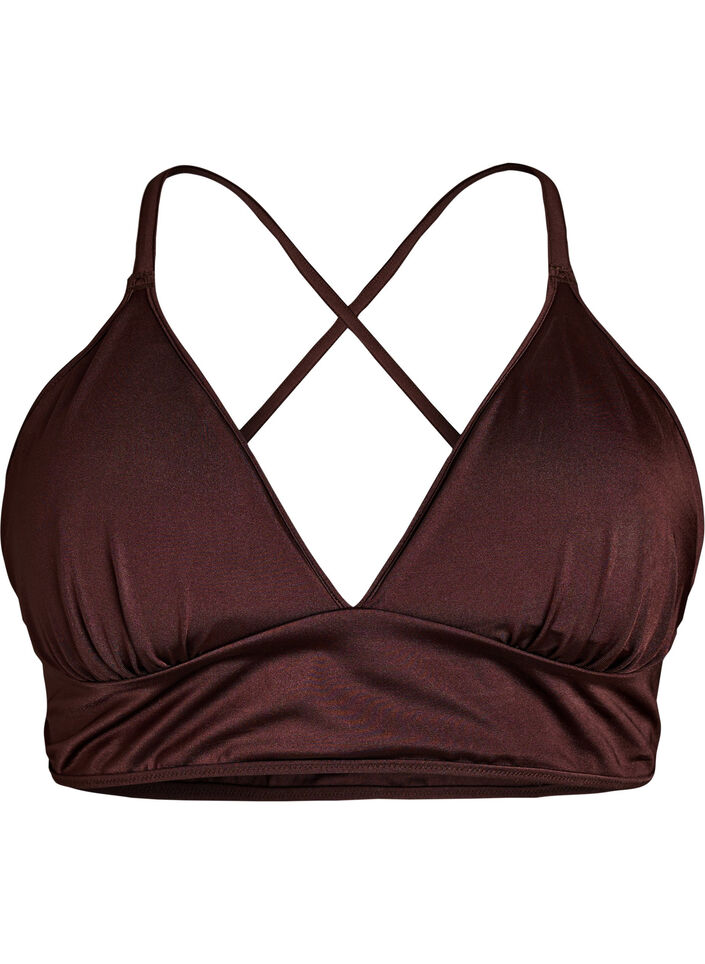 Wende-Bikini-Top mit V-Ausschnitt und Kreuztr&auml;gern, Braun, Packshot image number 0