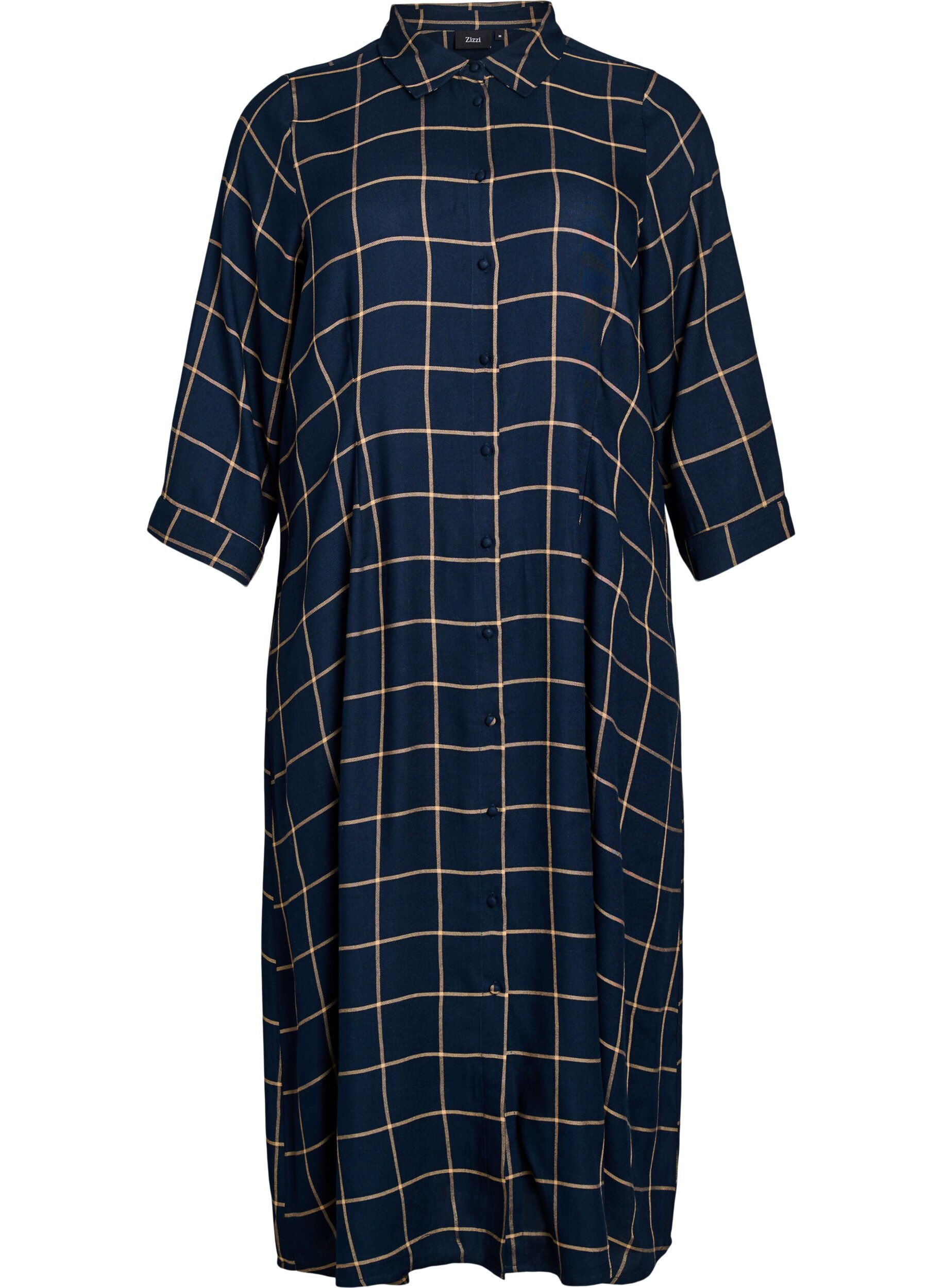 Langes Karo-Hemdblusenkleid