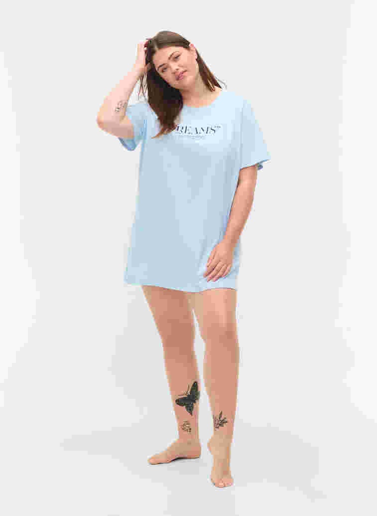 Oversized Nacht T-Shirt aus Bio-Baumwolle, Cashmere Blue DREAMS, Model image number 3