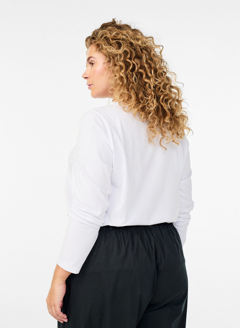 Basic Top aus Jersey mit langen &Auml;rmeln, Wei&szlig;, Model image number 2