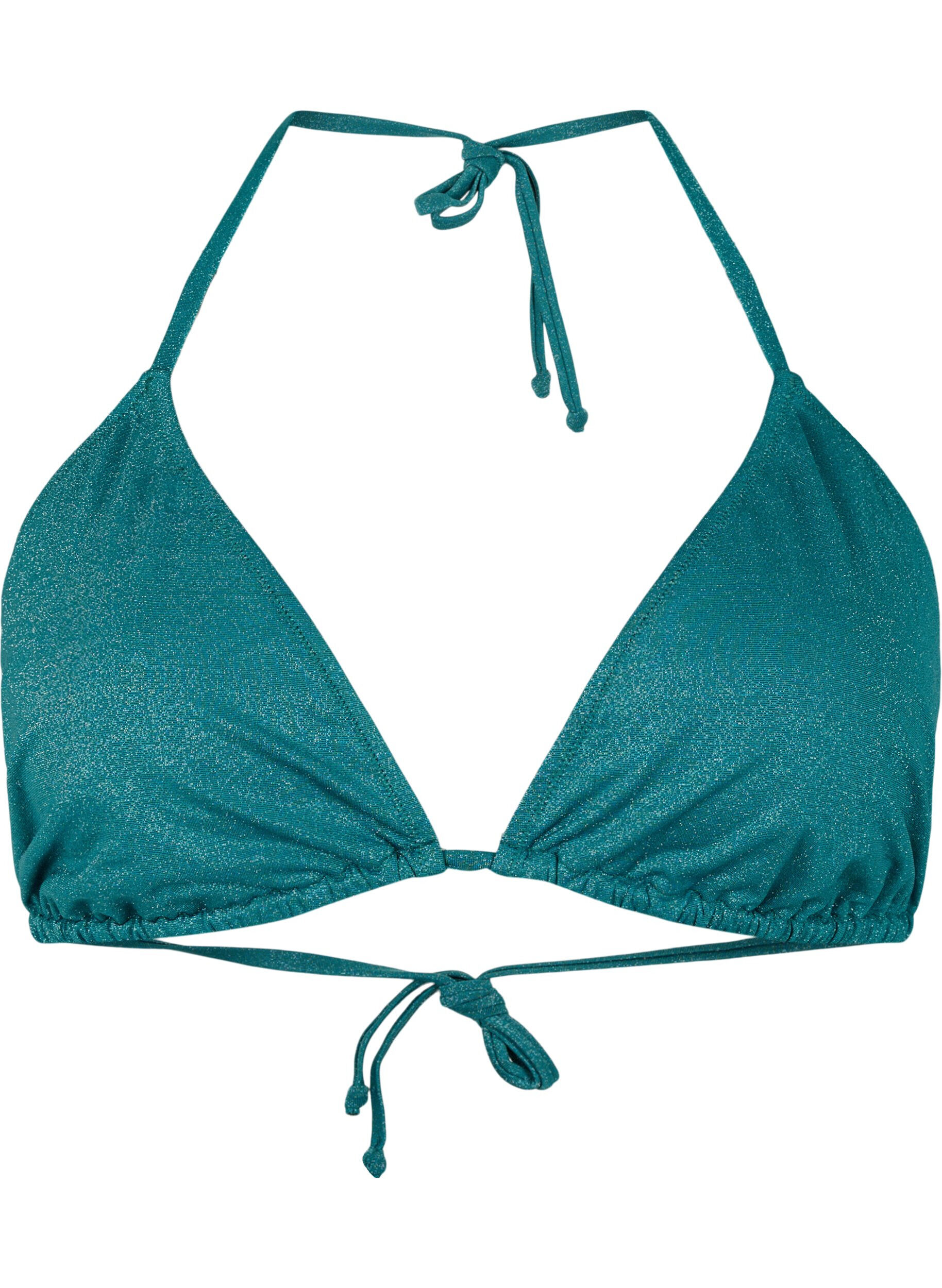 Zizzi Triangel-Bikinioberteil mit Glitzer, Gr&uuml;n, Packshot image number 0
