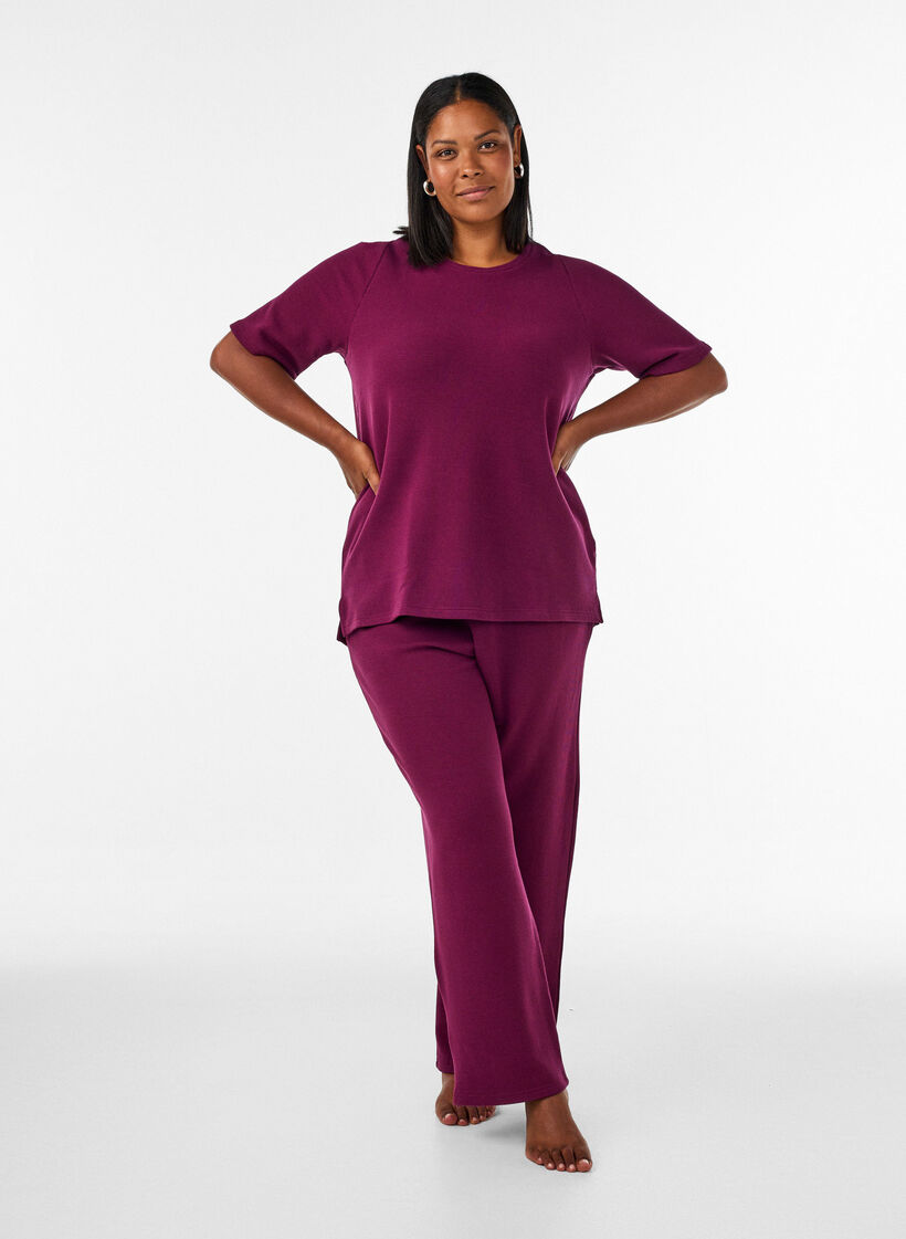 Lockere Hose mit Struktur und hoher Taille, Rot, Model image number 0