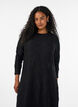 Midikleid mit gewellter Struktur und langen &Auml;rmeln, Schwarz, Model image number 2