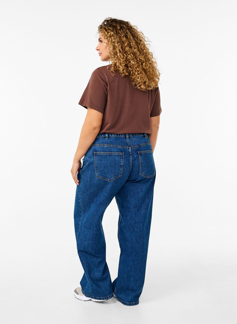 Wide-Leg-Jeans mit hoher Taille, Blau, Model image number 1