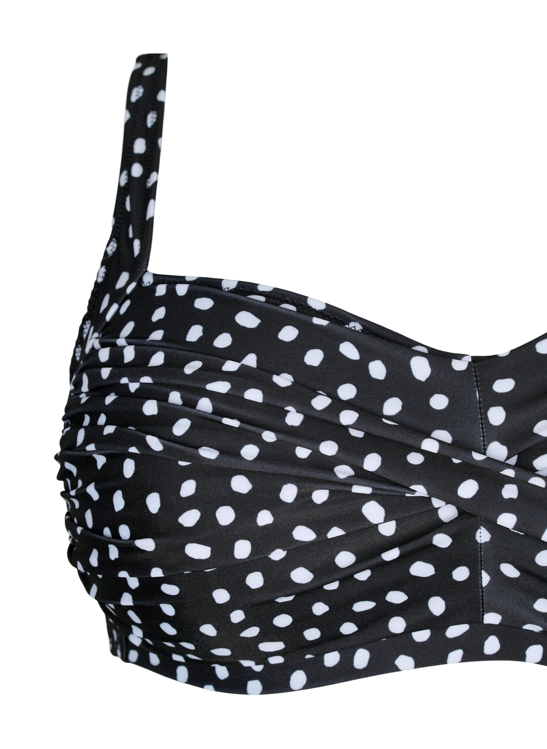 Zizzi Bedrucktes Bikini-Top, Black White Dot, Packshot image number 2