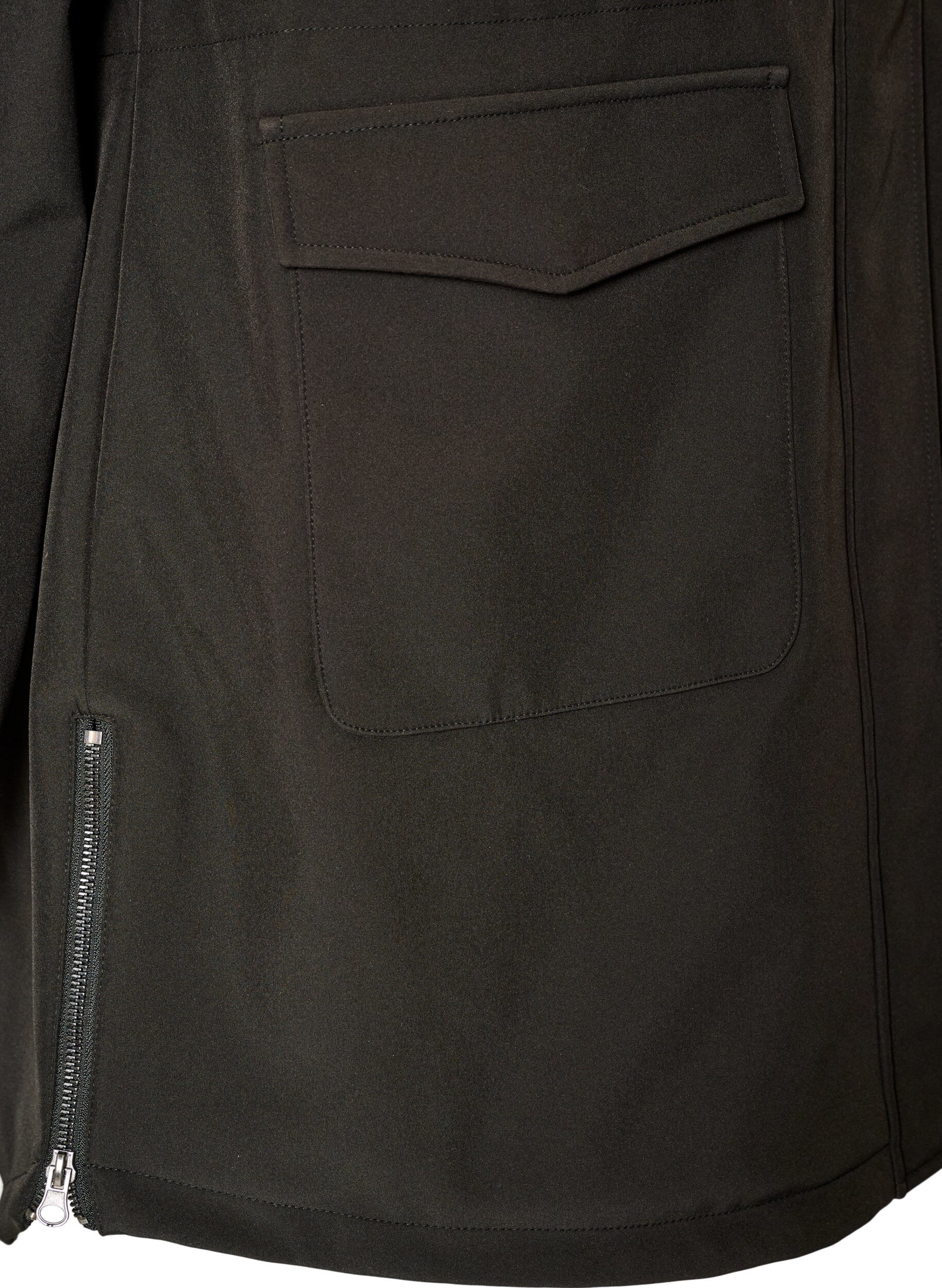 ZizziWasserabweisende Softshell-Jacke mit Steppfutter, Schwarz, Packshot image number 1