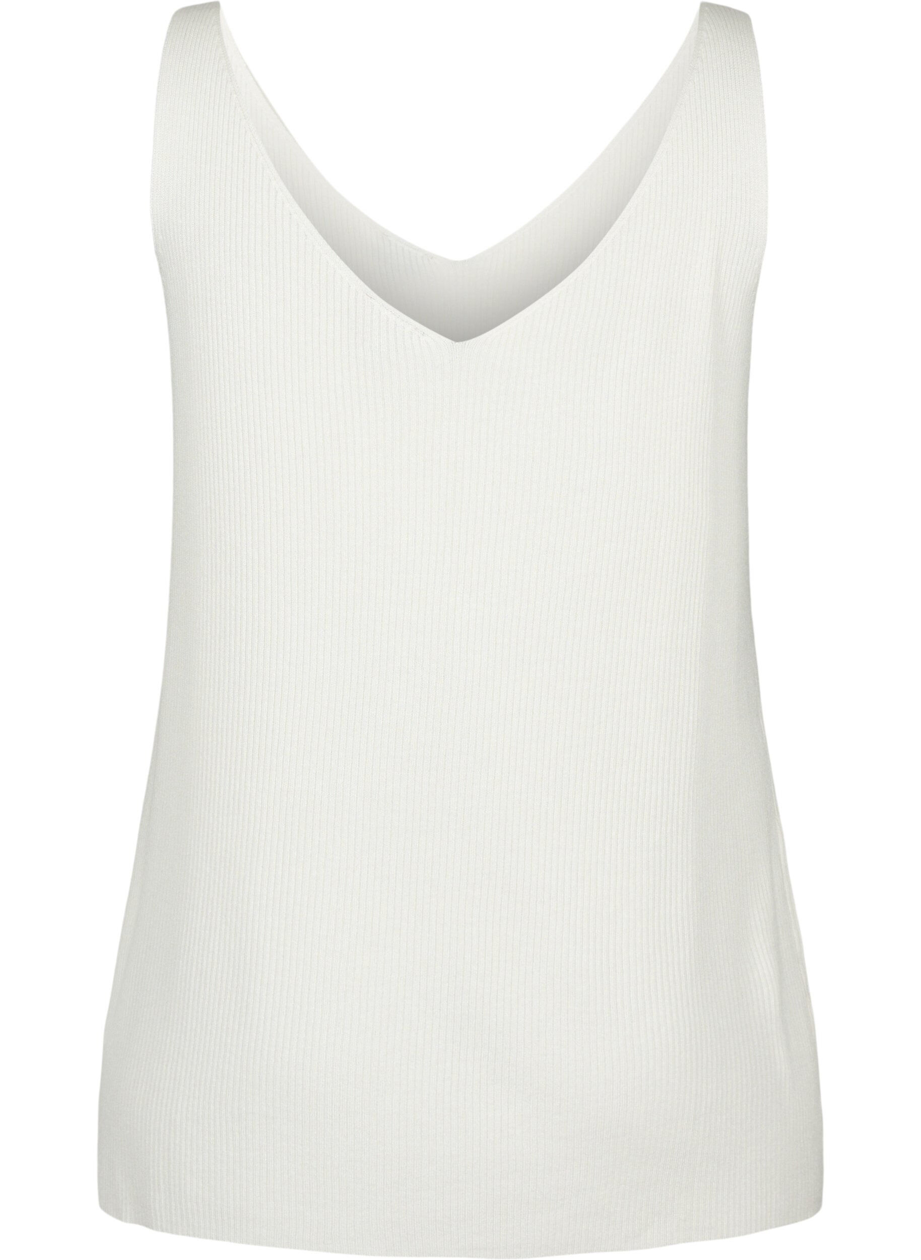 Zizzi Gestricktes Top mit V-Ausschnitt, Cloud Dancer, Packshot image number 1