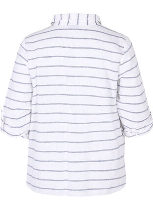 Bluse mit 3/4-Ärmeln und Knöpfen, Navy Blazer stripe, Packshot image number 1