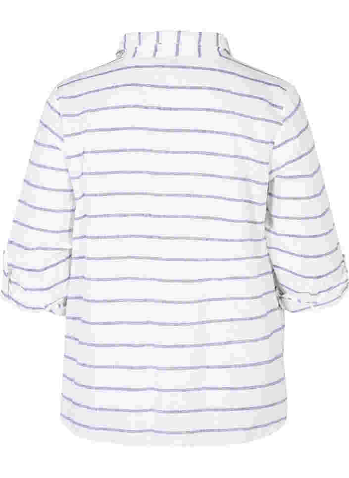 Bluse mit 3/4-Ärmeln und Knöpfen, Navy Blazer stripe, Packshot image number 1