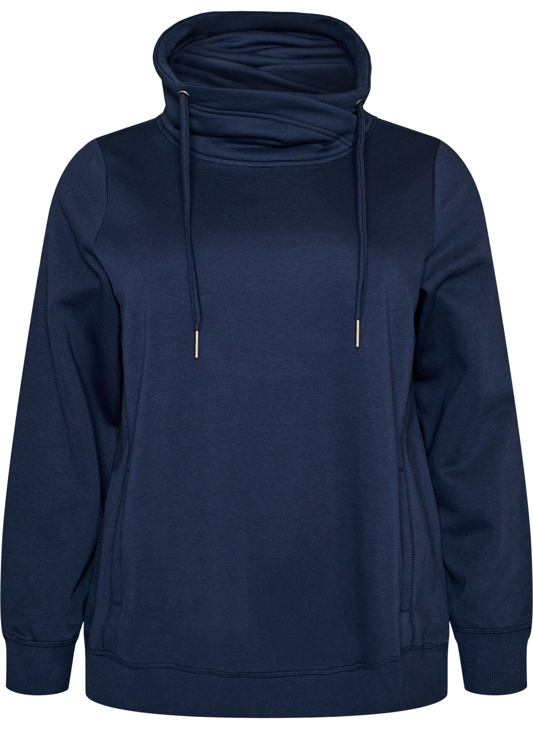 ZizziSweatshirt mit Stehkragen und Taschen, Blau, Packshot image number 0