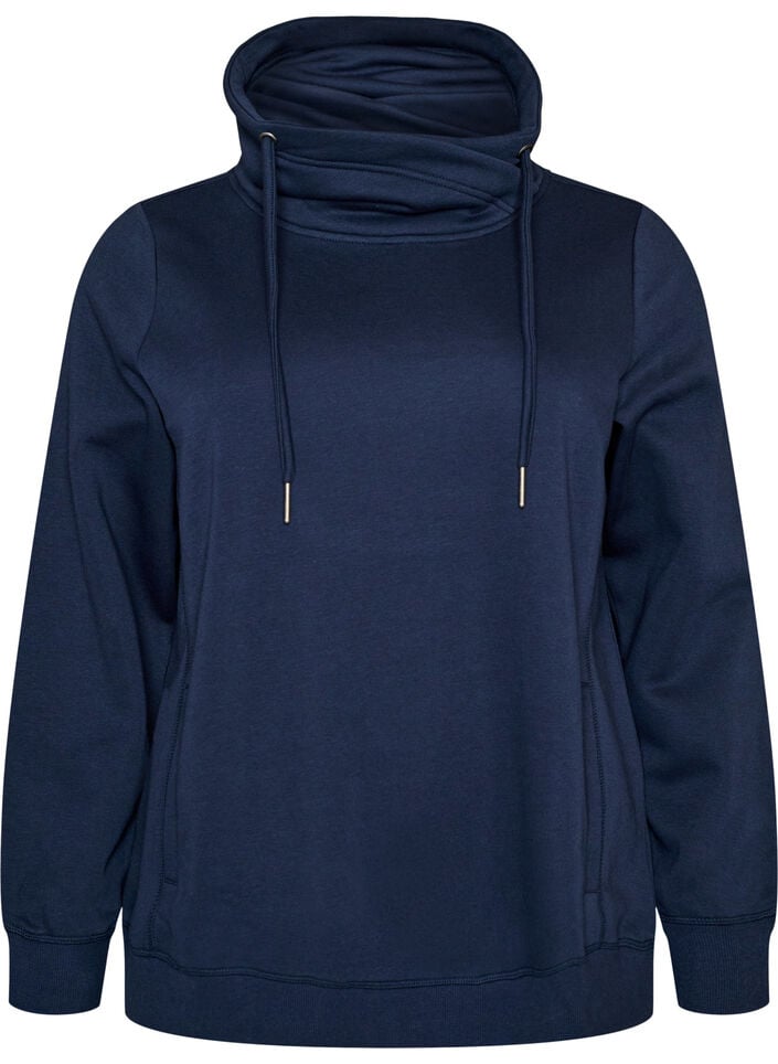 Sweatshirt mit Stehkragen und Taschen, Blau, Packshot image number 0