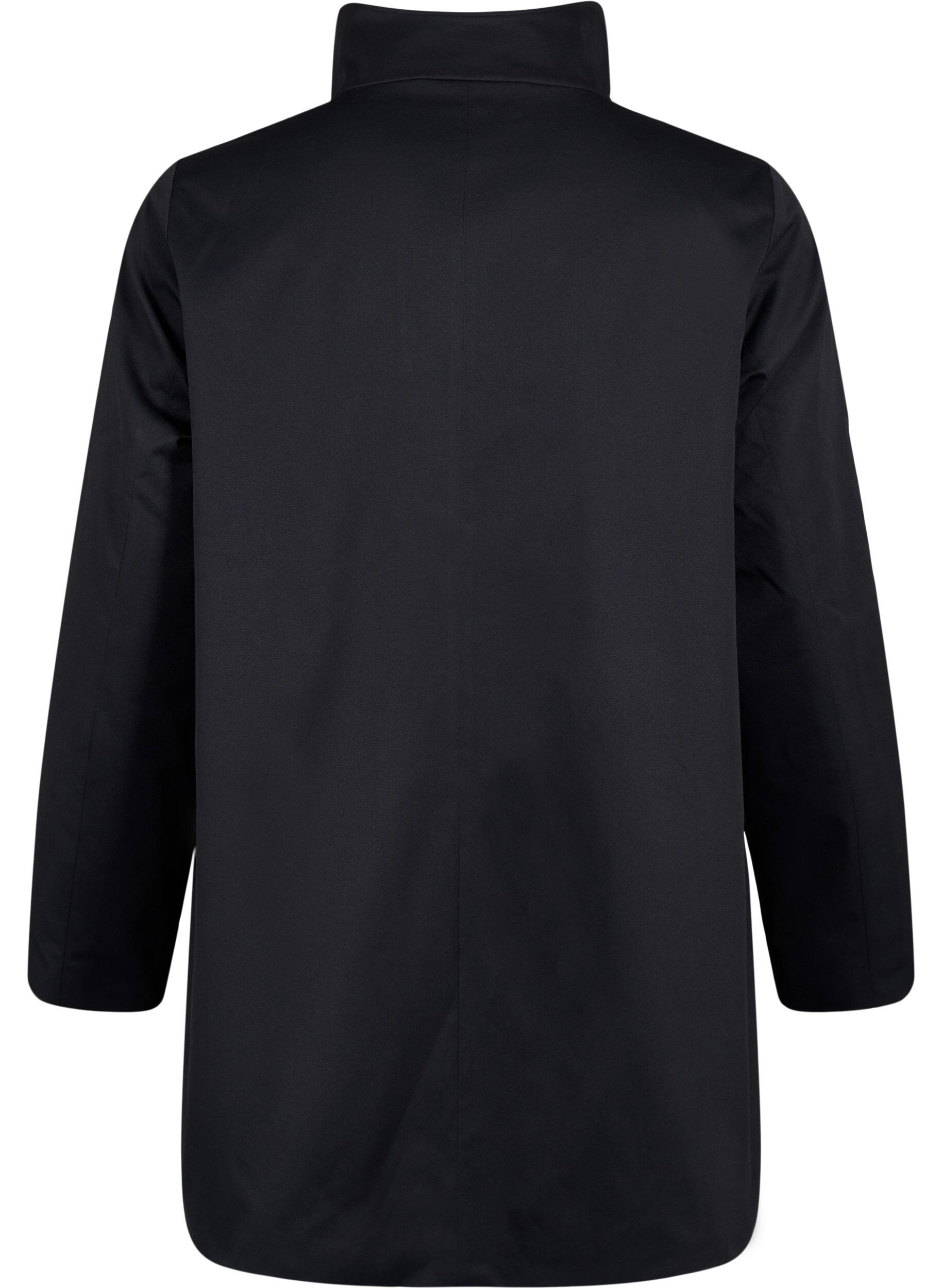 Zizzi Fr&uuml;hlingsjacke aus wasserabweisendem Material mit A-Linie, Schwarz, Packshot image number 1