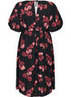 Midikleid mit Rosenprint und kurzen Ballon&auml;rmeln, Schwarz, Packshot image number 1