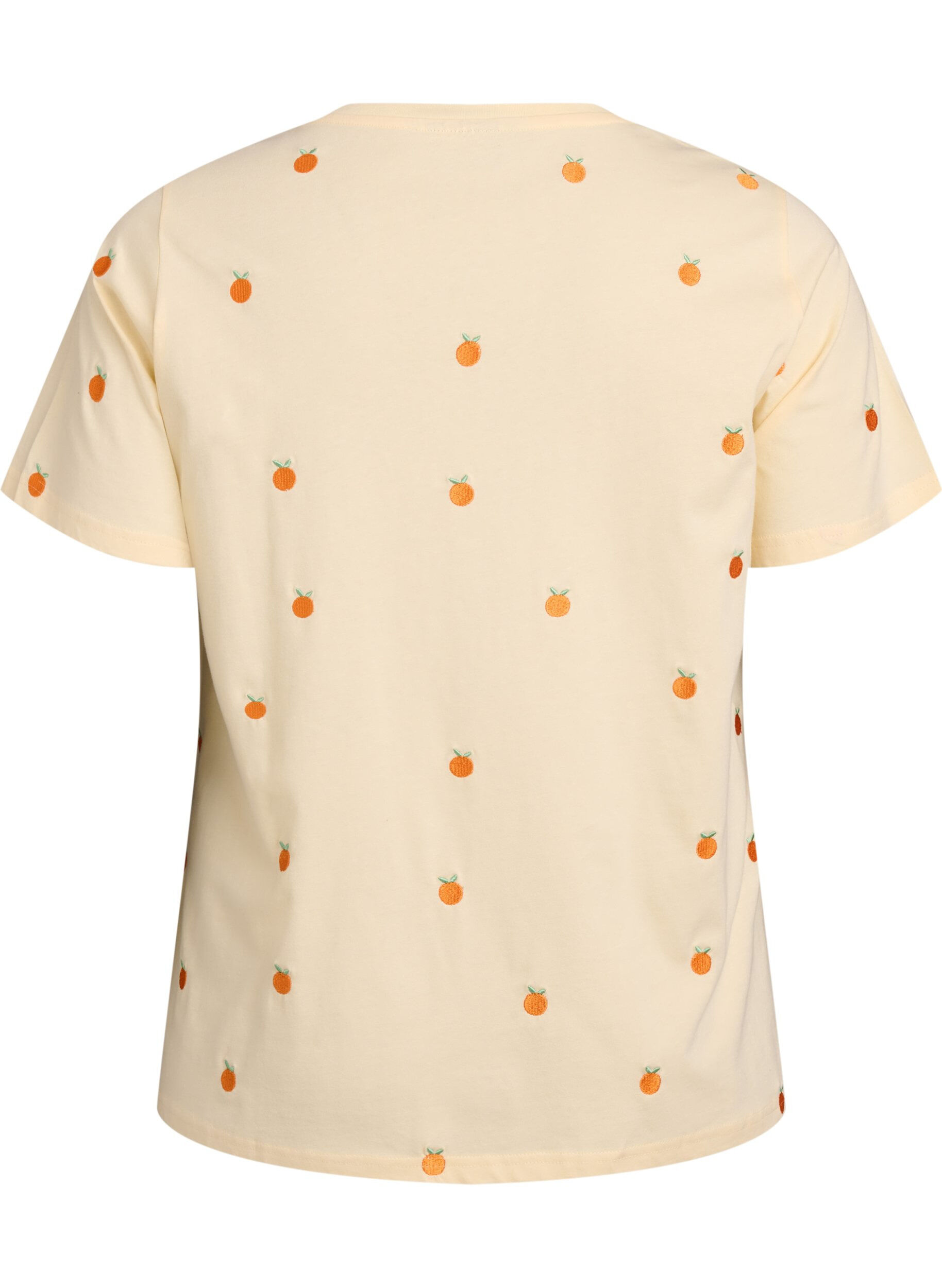 Zizzi T-Shirt aus Bio-Baumwolle mit aufgestickten Motiven, Gelb, Packshot image number 1