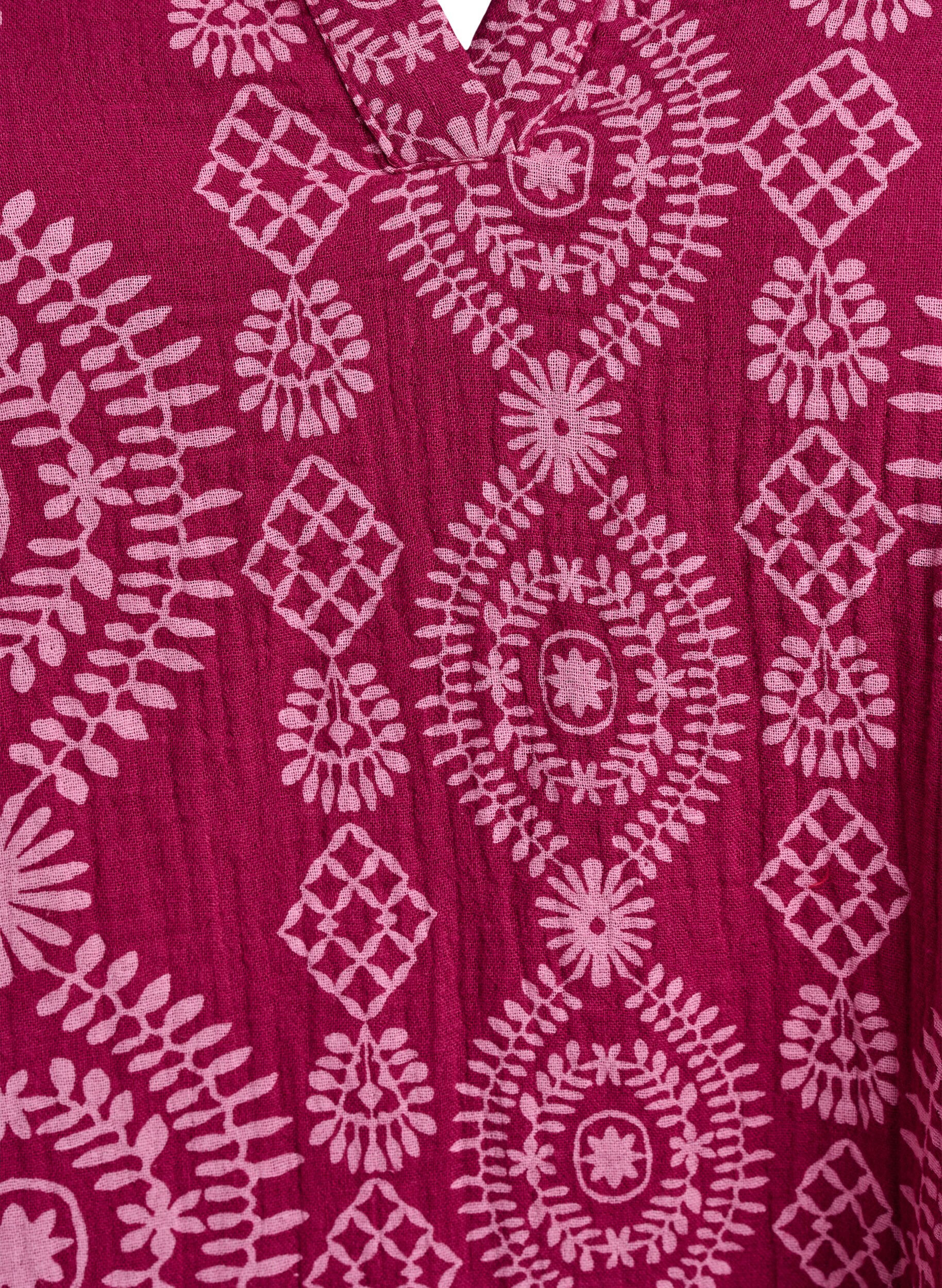 Zizzi Kurzes Kleid aus Baumwollmusselin mit Muster, 9992, Packshot image number 2