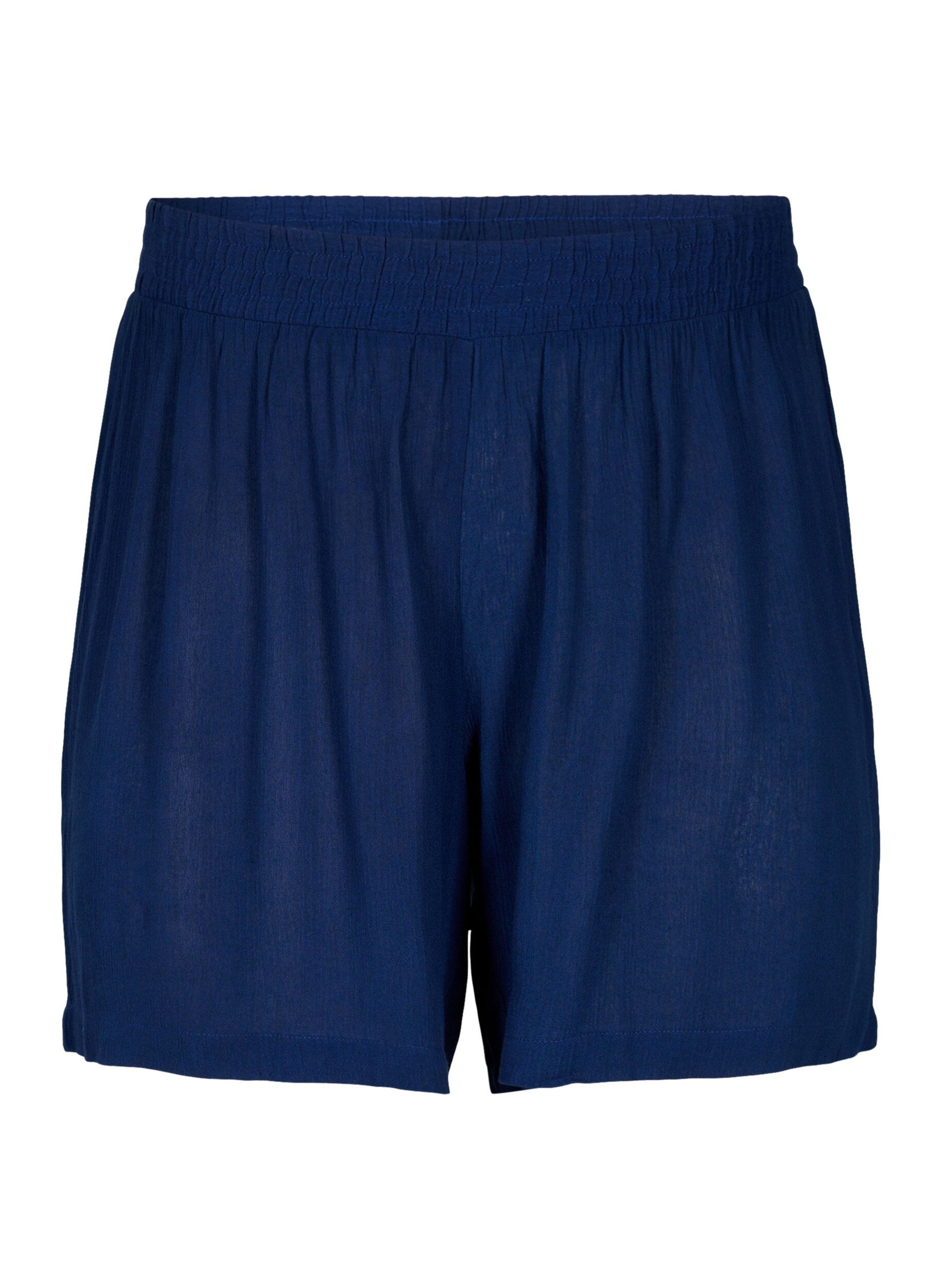 Zizzi Kurze Hose aus Viskose mit hoher Taille, Medieval Blue, Packshot image number 0