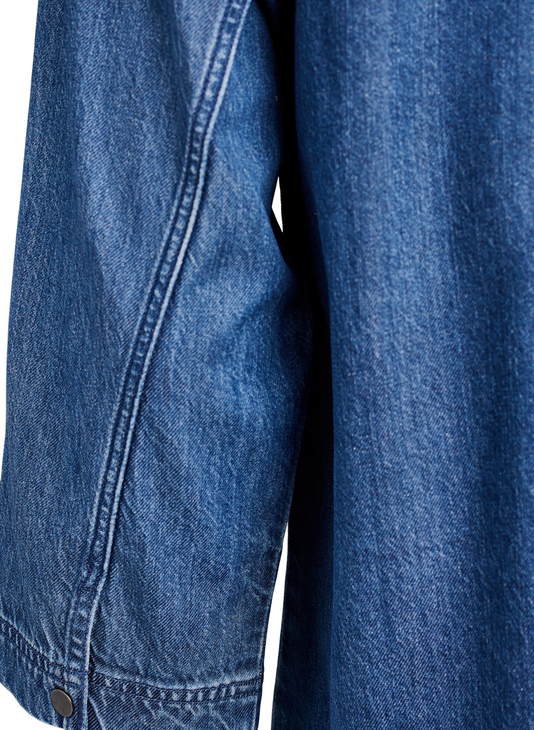 Zizzi Lockeres Denimhemd mit 3/4-&Auml;rmeln, Blau, Packshot image number 3