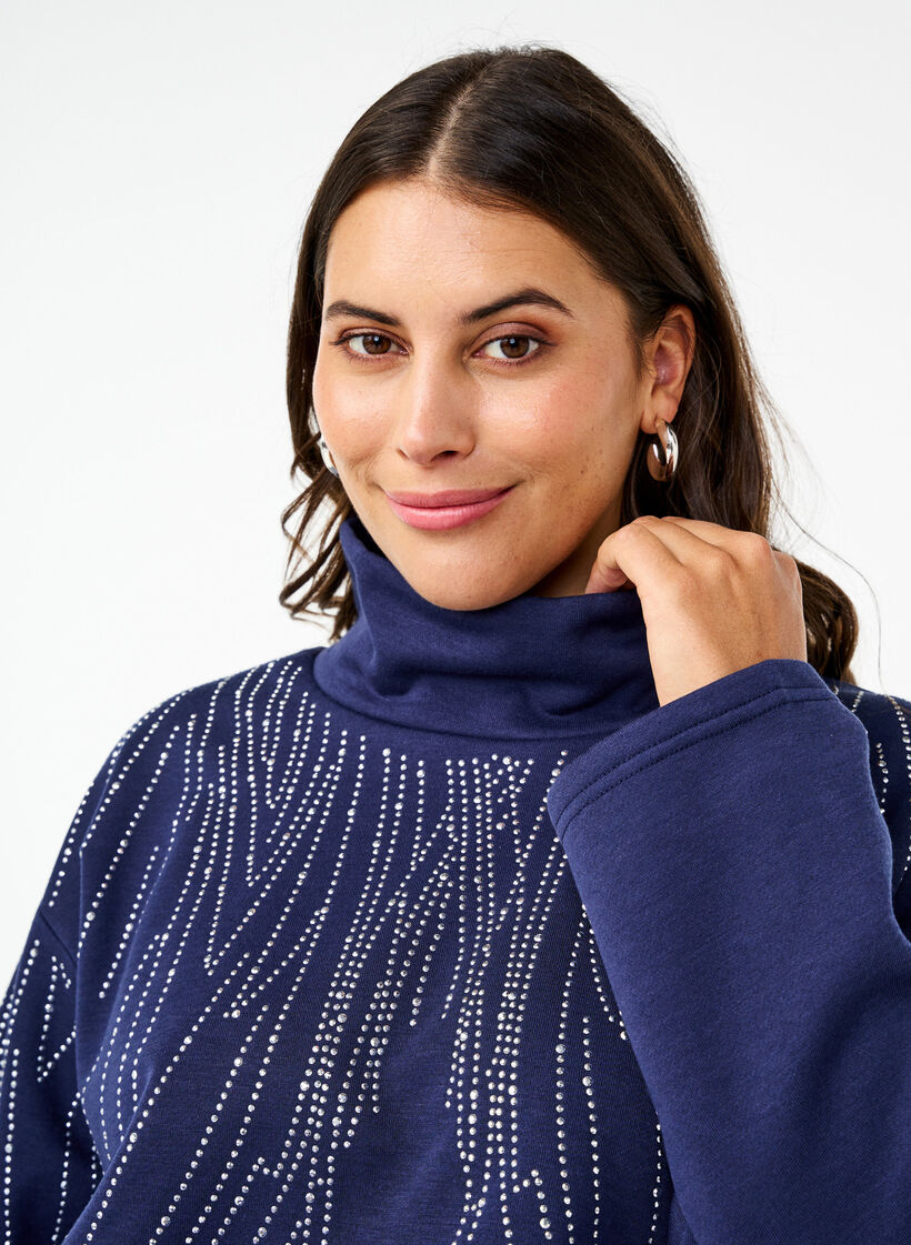 Sweatshirt mit Stehkragen und Strasssteinen, Naval Academy, Model image number 2