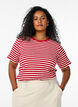 Gestreiftes T-Shirt mit gerippter Struktur, Rot, Model image number 0