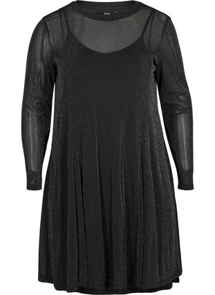 Langarm Kleid mit Schimmer, Black, Packshot image number 0