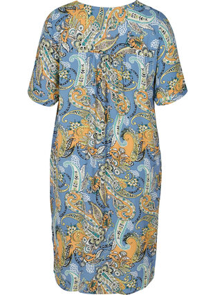 Kurzarm Kleid aus Viskose mit Knöpfen, Paisley AOP, Packshot image number 1