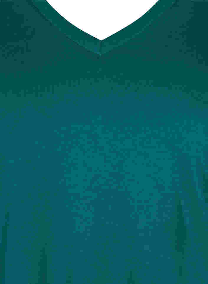 T-Shirt aus Bio-Baumwolle mit V-Ausschnitt, Teal Green, Packshot image number 2