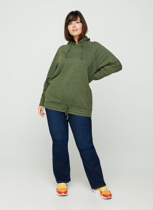Sweatshirt mit justierbarem Bund, Rifle Green Mel., Model image number 2