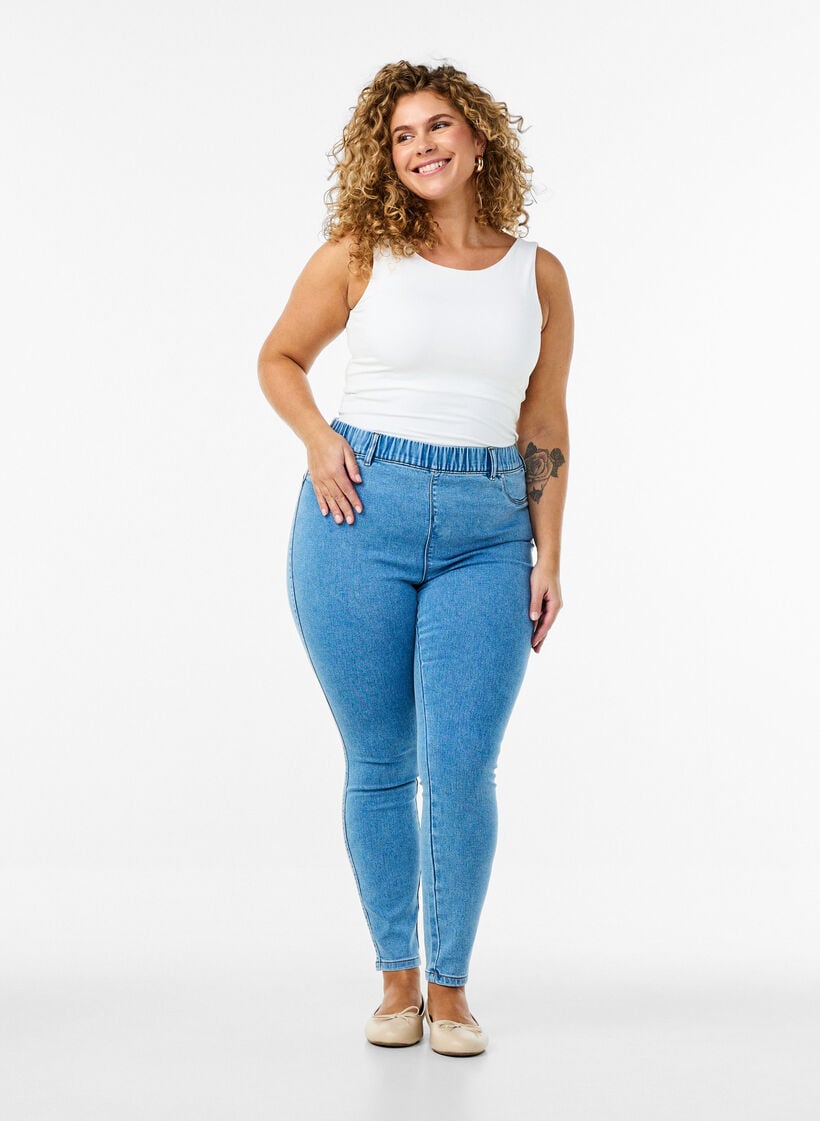 Jeggings mit hoher Taille, Blau, Model image number 0