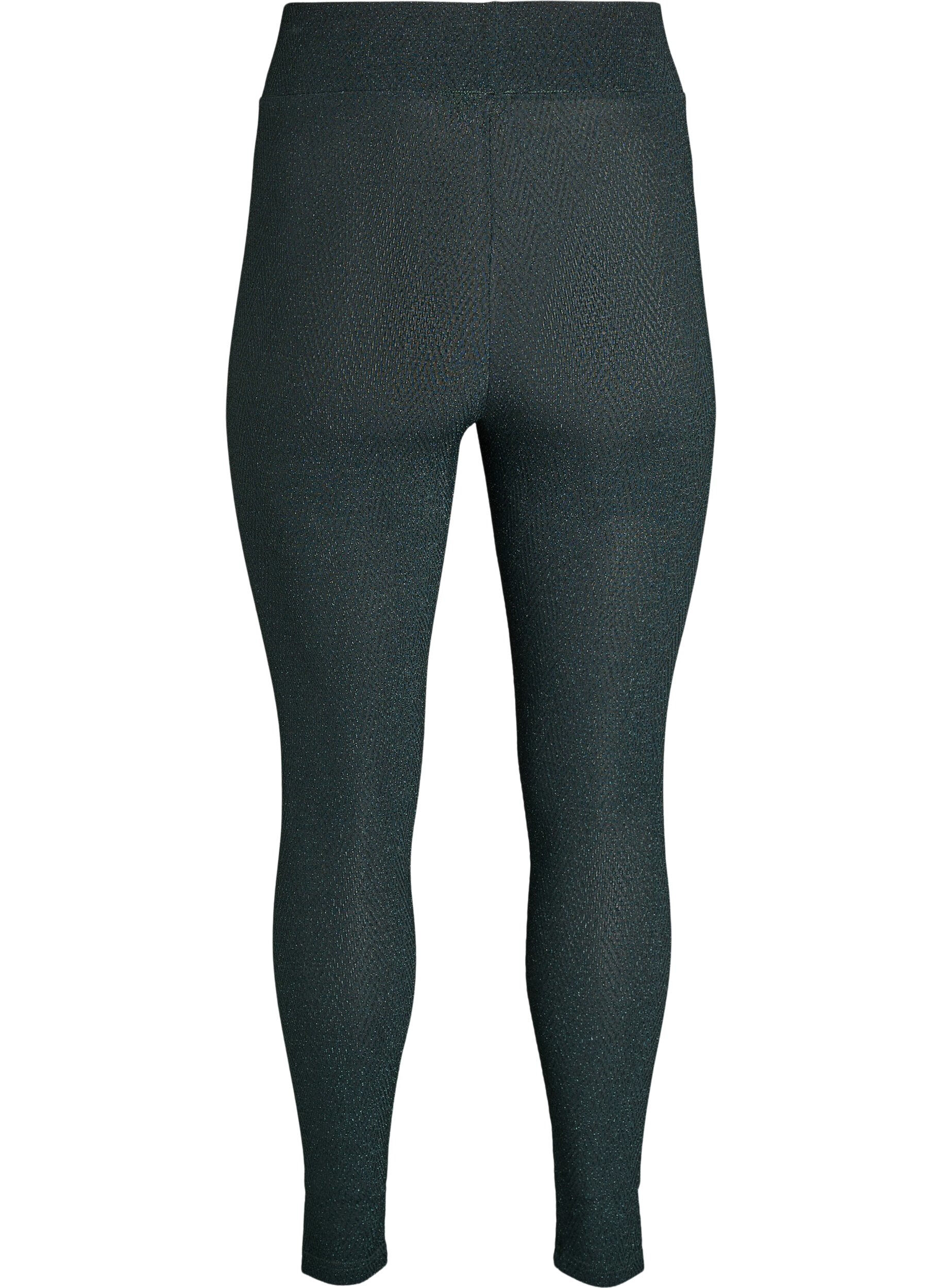 Zizzi Leggings mit Glitzermuster, Gr&uuml;n, Packshot image number 1