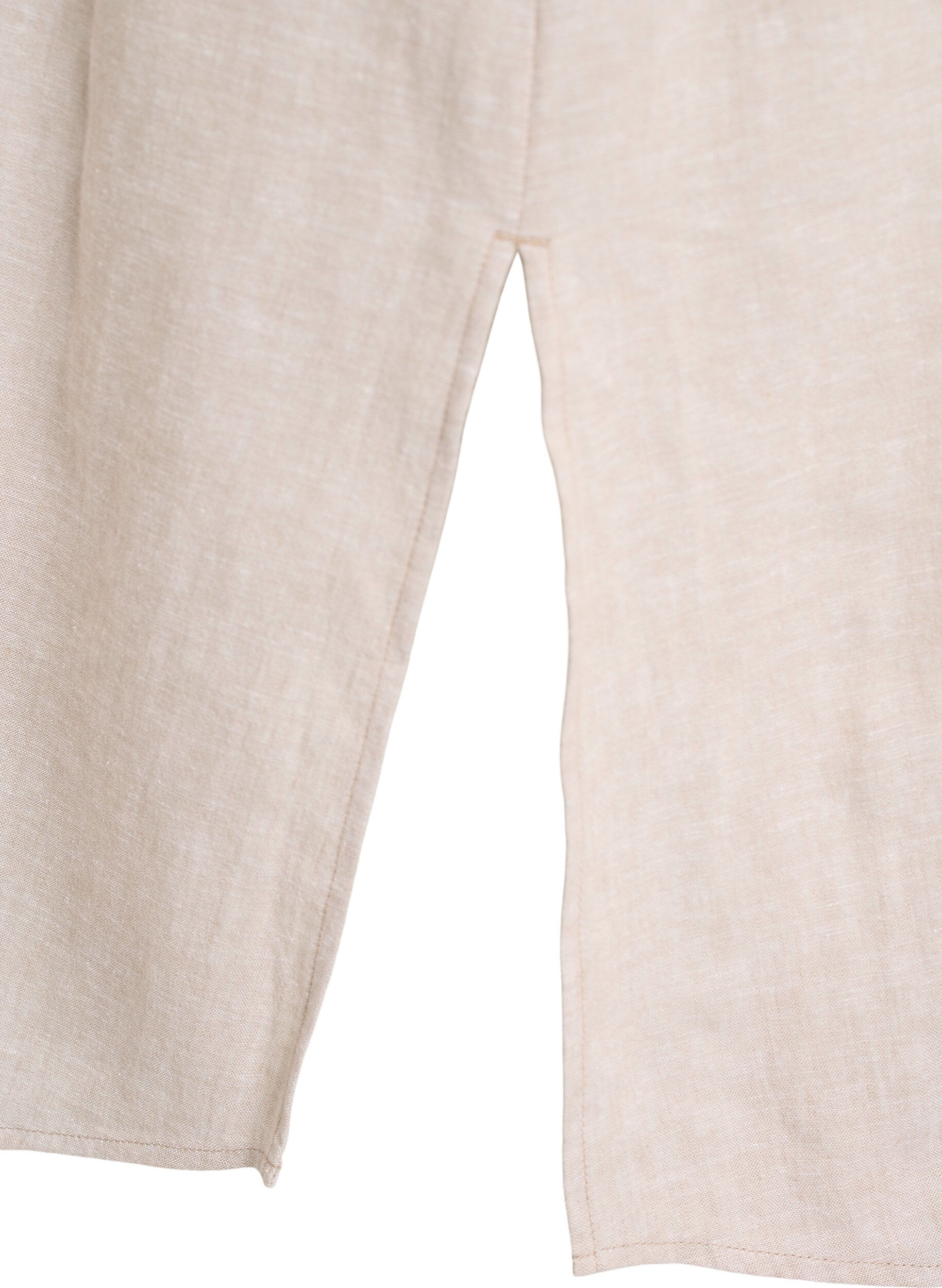 Zizzi Hemdblusenkleid aus Leinen und Viskose mit kurzen &Auml;rmeln, Beige, Packshot image number 3