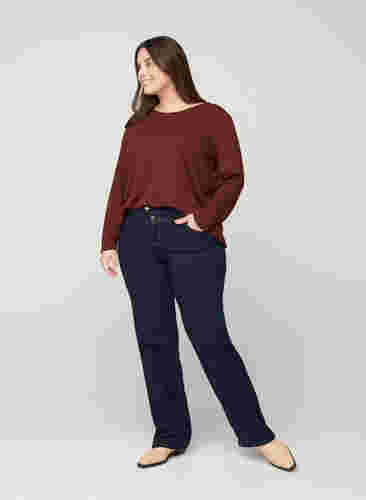 Regular Fit Gemma Jeans mit hoher Taille, Blue denim, Model image number 5
