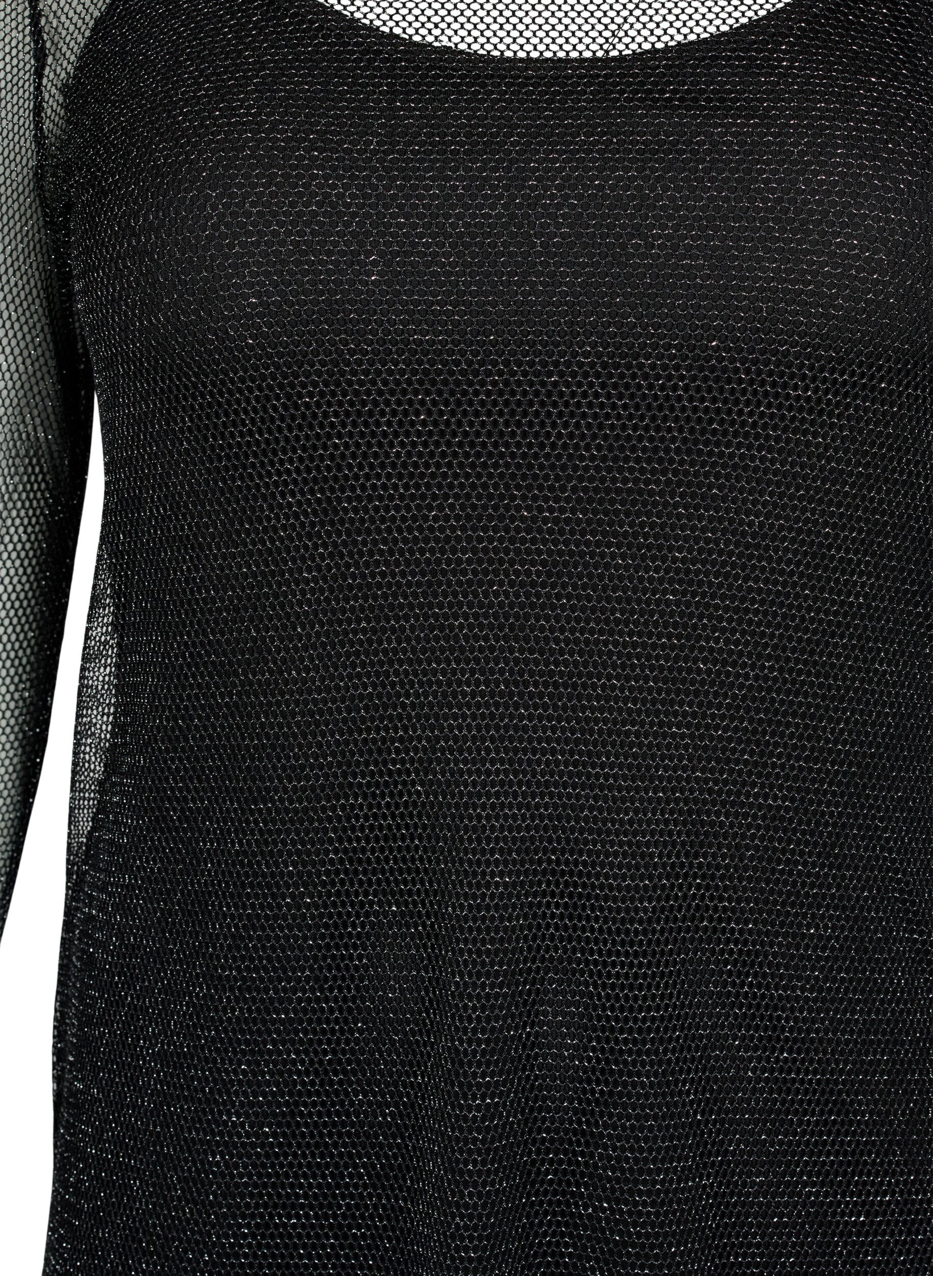 Zizzi Netzkleid mit langen &Auml;rmeln, Black w. Silver, Packshot image number 2