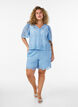 Shorts aus Spitze mit hoher Taille und Taschen, Blau, Model image number 1