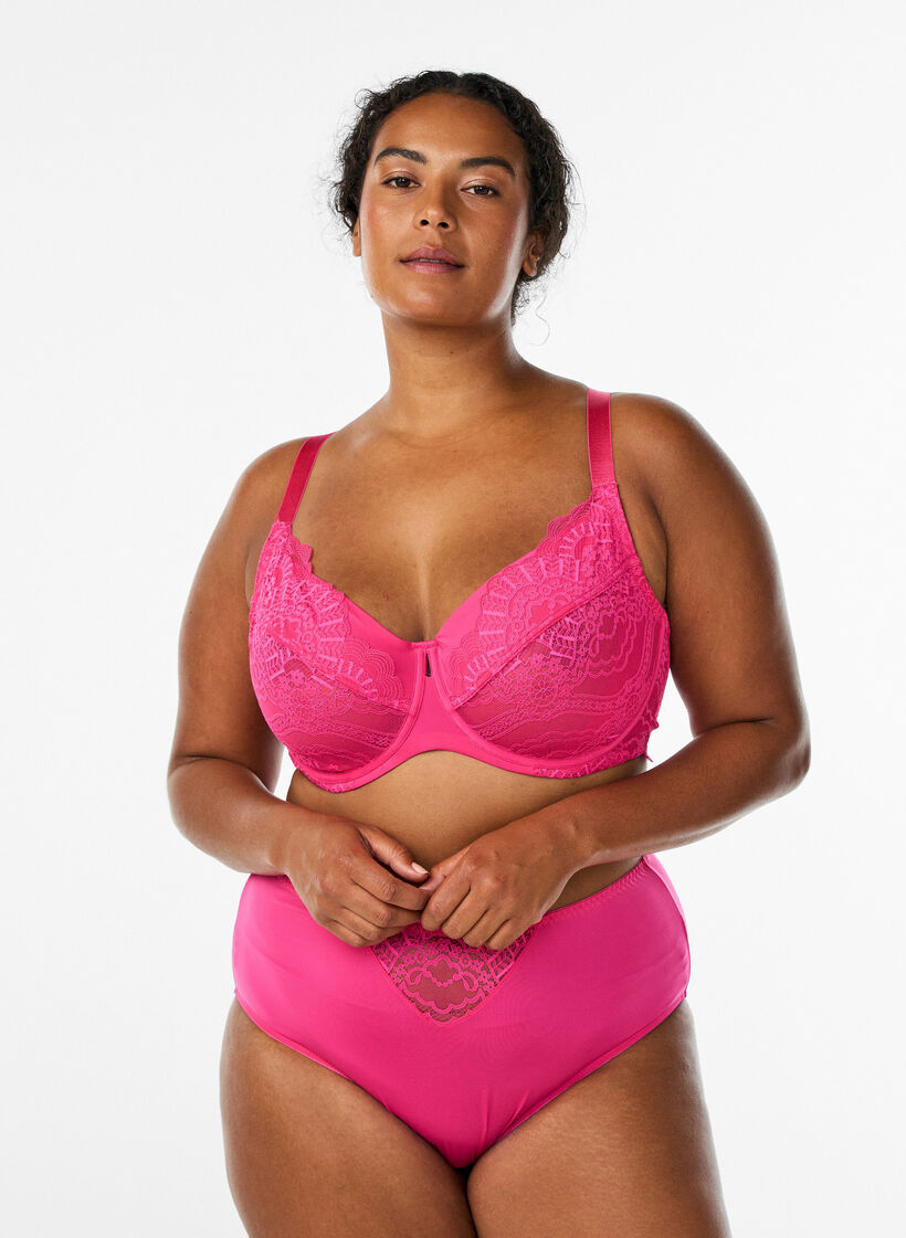 Vollschalen-Bügel-BH aus Spitze, Pink, Model