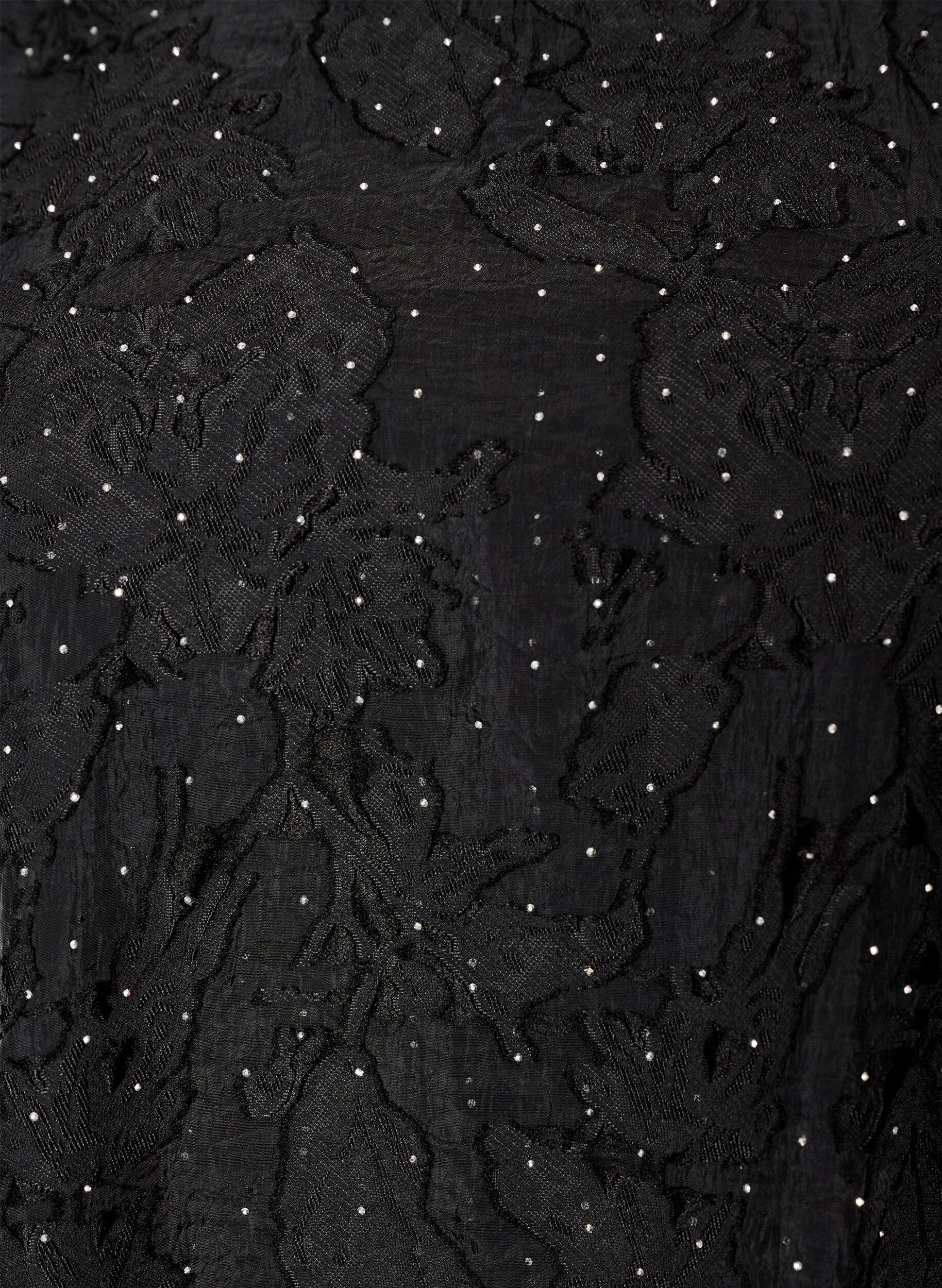 ZizziJacquardbluse mit funkelnden Details und Puff&auml;rmeln, Schwarz, Packshot image number 2