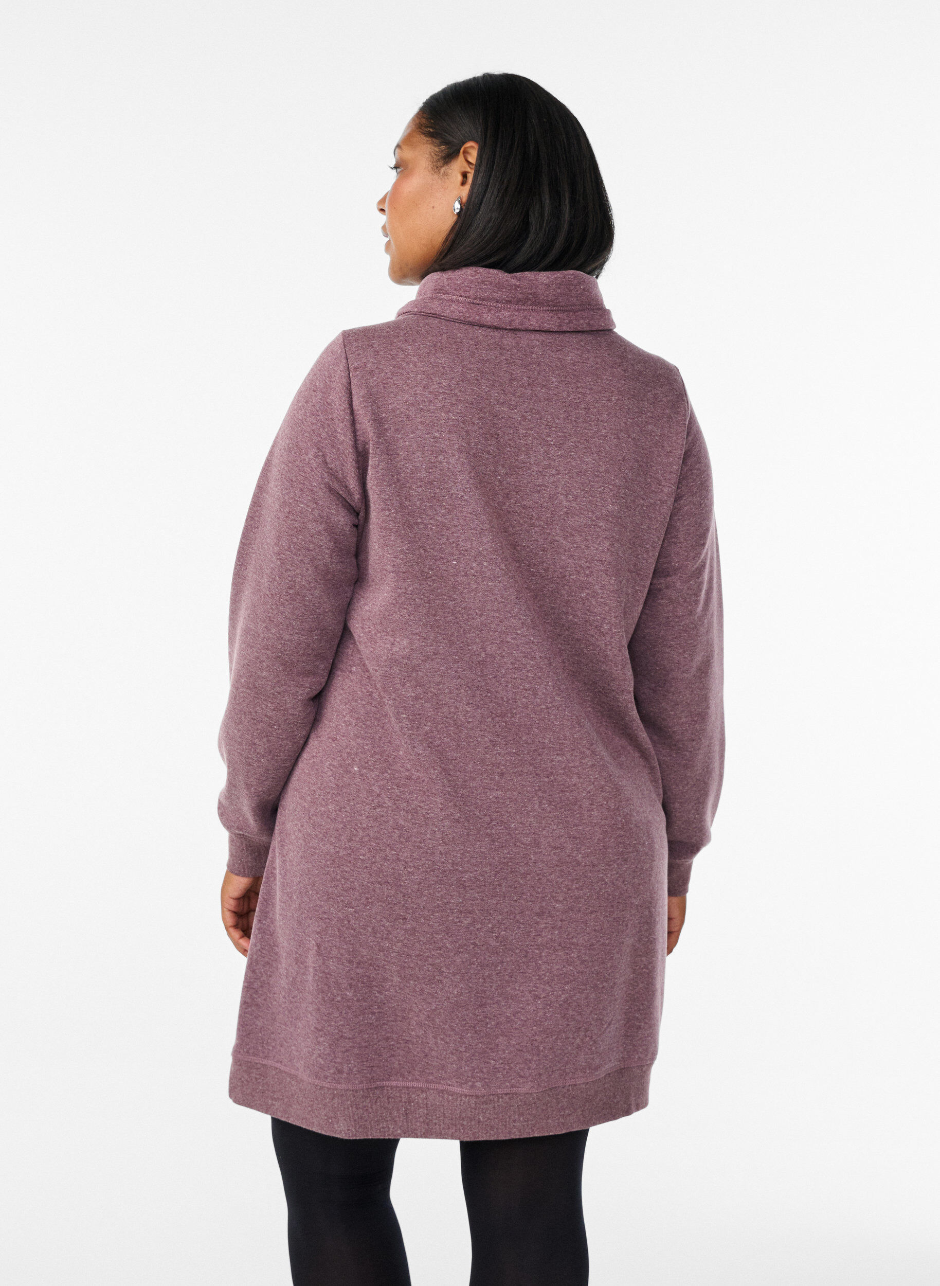 Zizzi FLASH - Kurzes Sweatshirtkleid mit Stehkragen und Taschen, Rot, Model image number 2