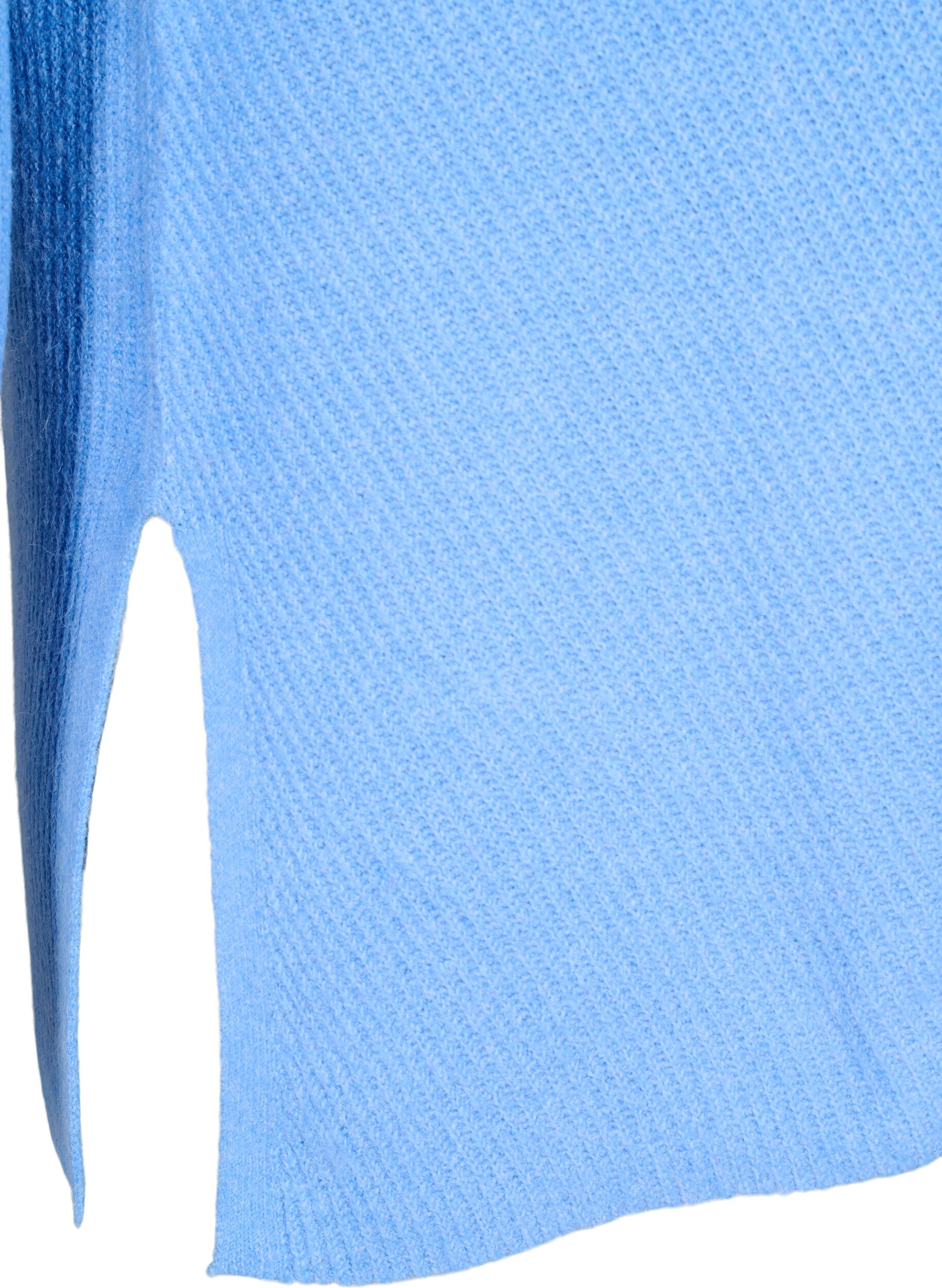 Zizzi Strickbluse mit Rundhalsausschnitt, Della R. Blue Mel., Packshot image number 3