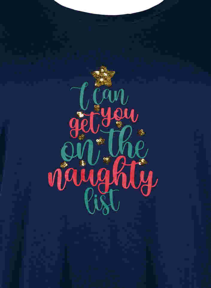 Weihnachts-T-Shirt aus Baumwolle, Navy Blazer Text, Packshot image number 2