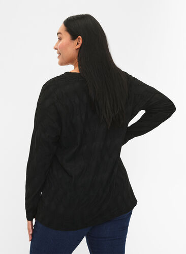 FLASH - Langärmlige Bluse mit Struktur, Black, Model image number 1