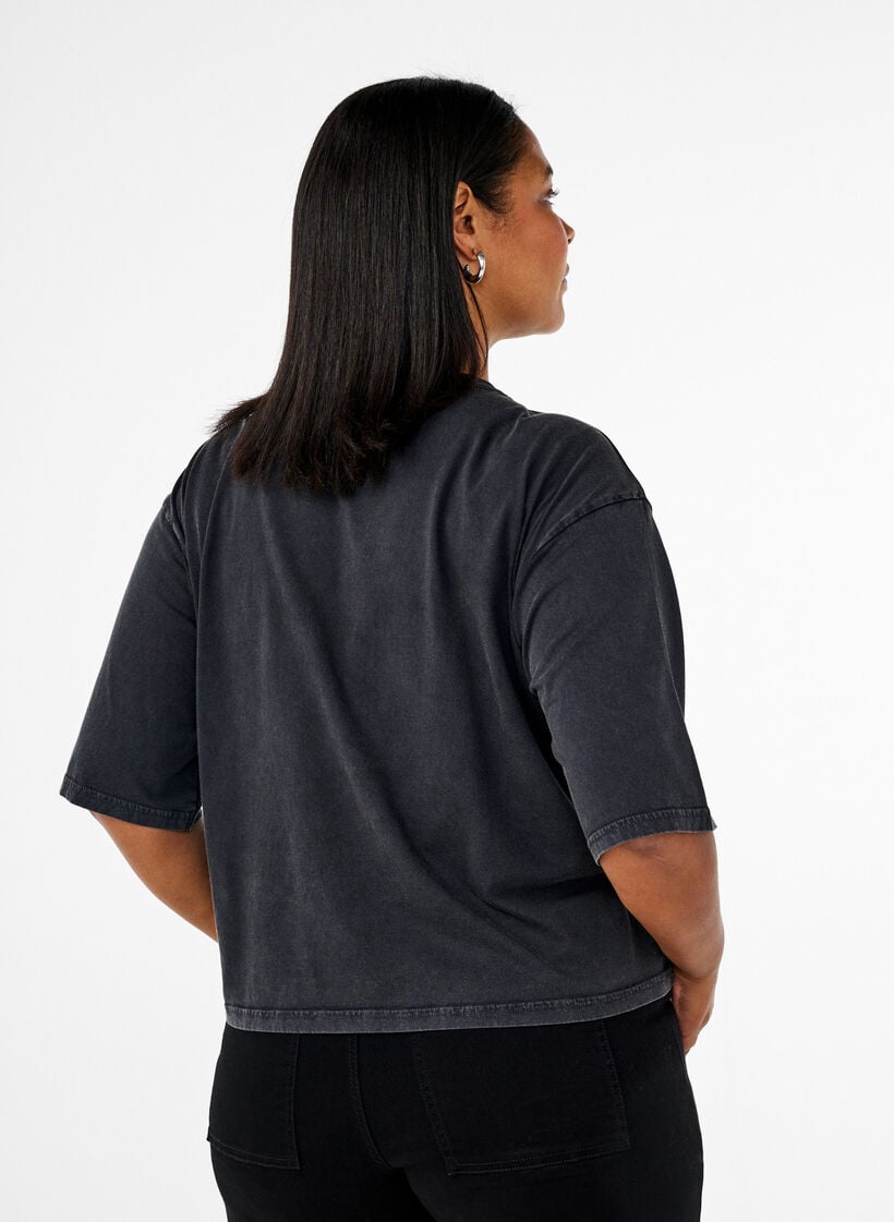 Boxy T-Shirt aus Bio-Baumwolle., Grau, Model image number 2