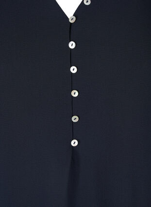 Bluse mit V-Ausschnitt und Knopfdetails, Navy Blazer, Packshot image number 2