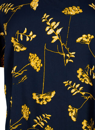 FLASH – Kurzärmelige Bluse mit Print, Night Sky Yellow AOP, Packshot image number 2