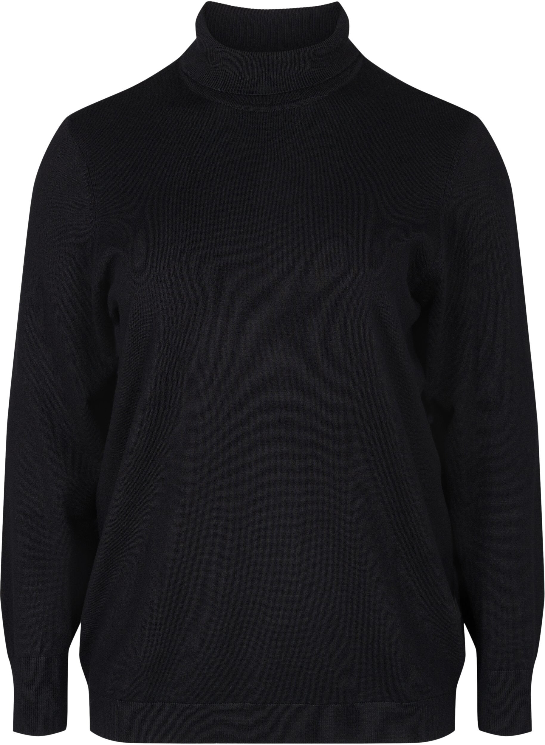 Zizzi Rollkragenpullover aus Viskose, Black, Packshot image number 0