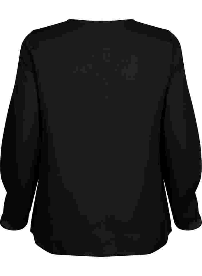 Unifarbene Bluse mit langen Ärmeln, Black, Packshot image number 1